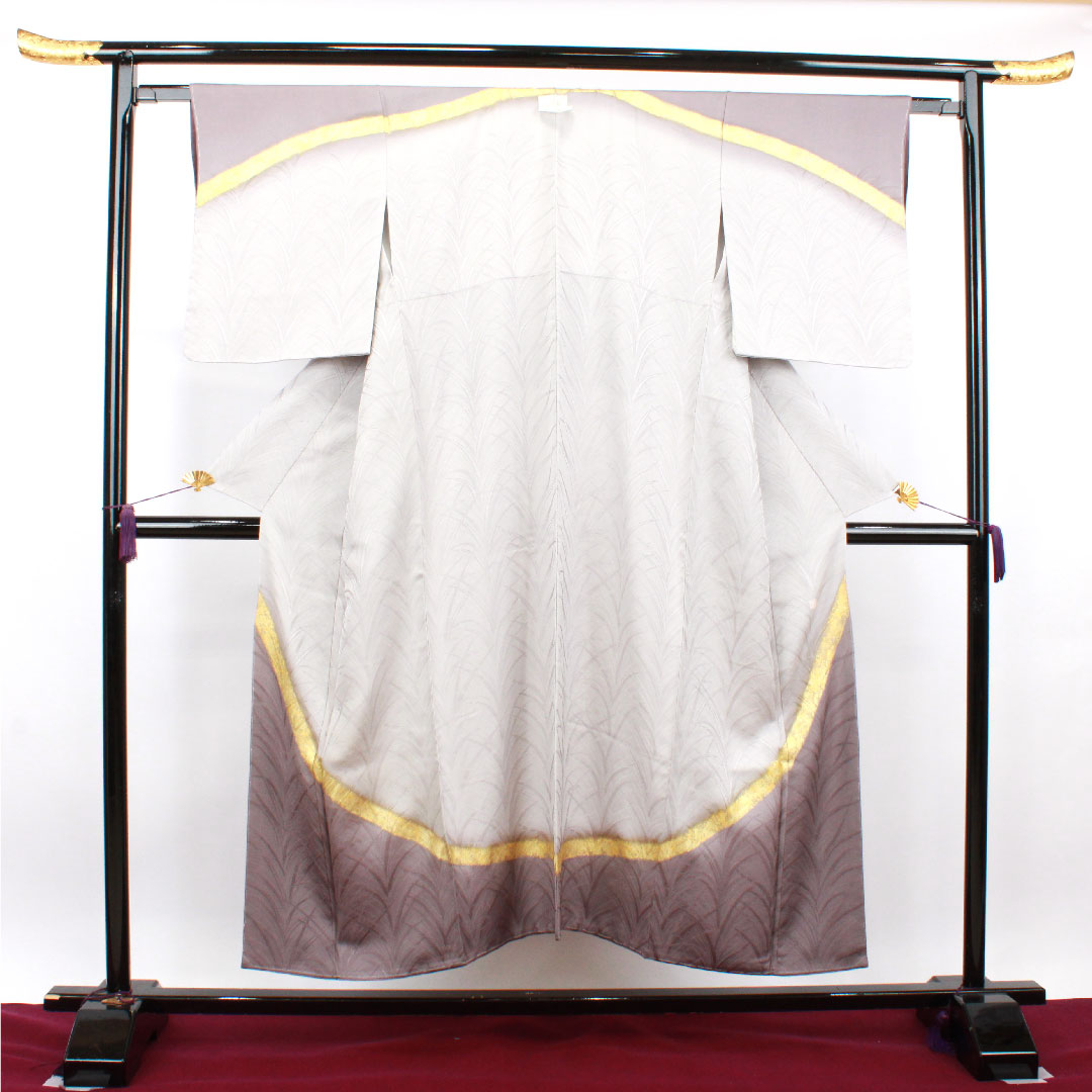 Homongi, pure silk, lined, length 150cm, sleeve length 62cm, Kumoi gray, Daiomatsu, artist's work, with basting thread, unused, S rank, gray, 1112002892122