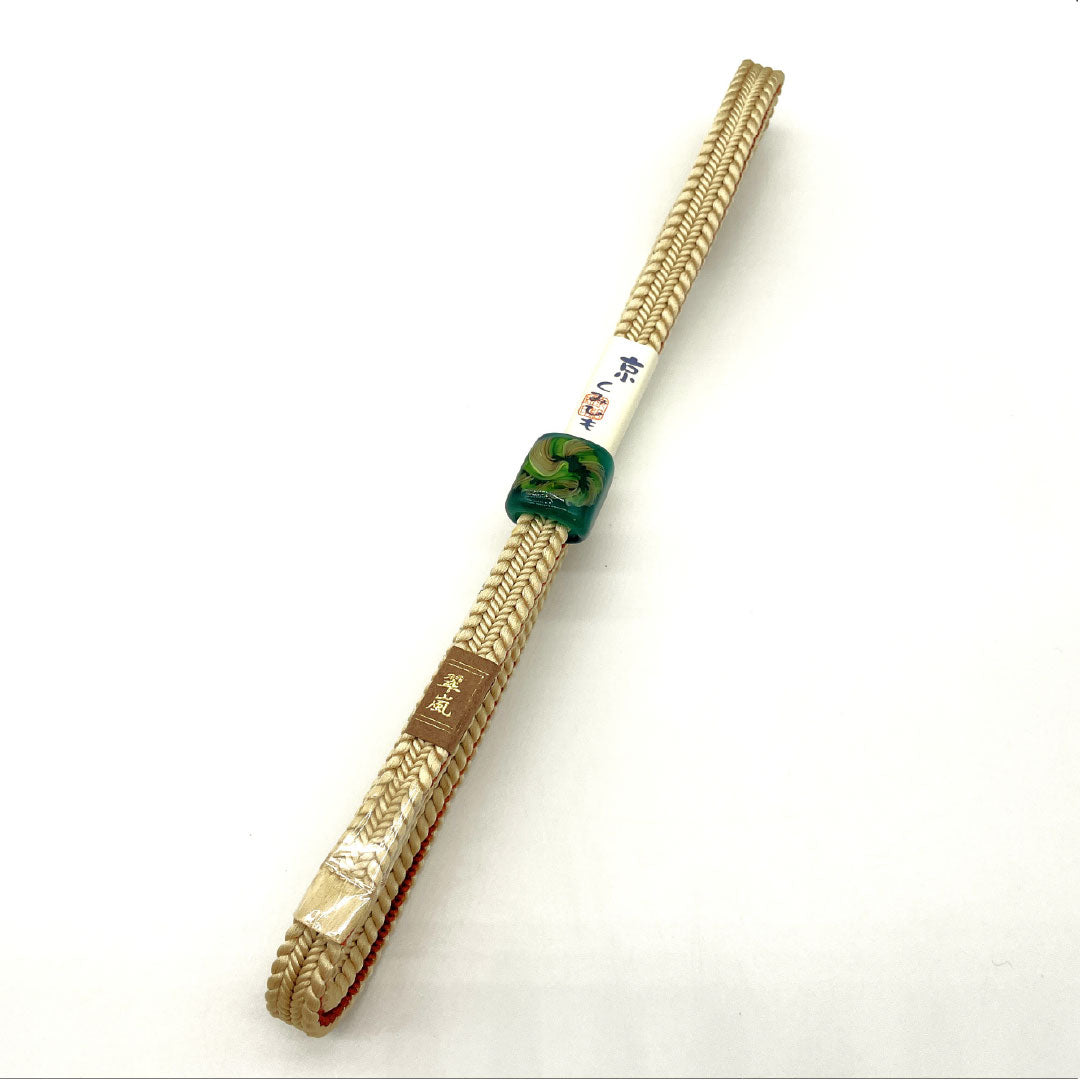 (Brand New) Pure Silk Obi-jime (Sash Band) - New Rank, Quarter-length Cord, Torinoko (Torinoko) or Taishai (Orange) Colors, Includes Obi-dome and Glass Beads, Approx. 163cm Long, Approx. 1.2cm Wide, Casual, Beige, Item Number: 1135005231325
