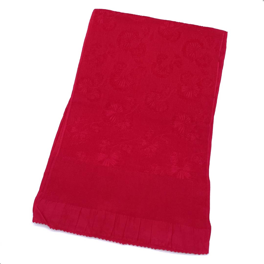 Obiage, pure silk, casual, crimson red, flower, length 176cm, width 27.5cm, S rank, red, 1136000442912