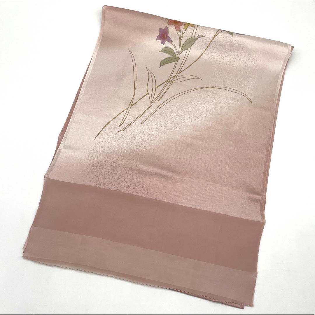 S-Rank Silk Obiage (Semi-Formal) in Modern Colors with Floral Pattern, Approximately 173cm Long, 30cm Wide, Pink, Product Number: 1136002362913