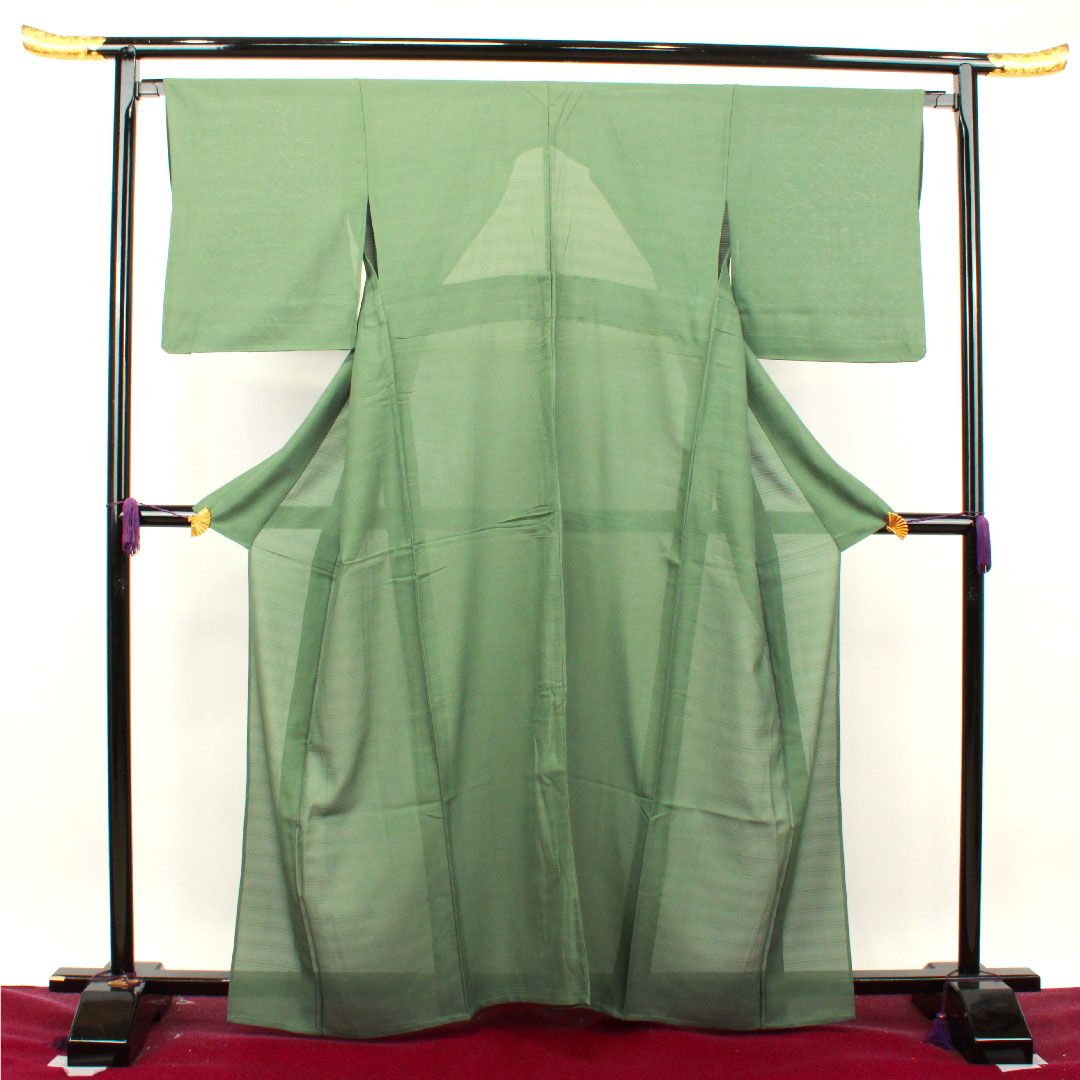 Summer item, pure silk, plain color, length 162.5cm, sleeve length 66cm, bamboo color, plain color, silk, A rank, green, 1132001073419
