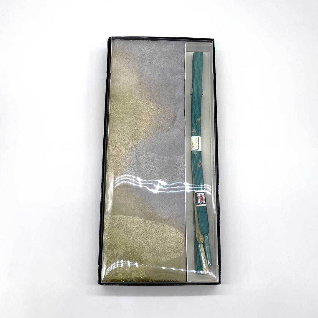 (New Old Stock) Obijime & Obiage Set, Pure Silk, S Rank, Gradient Dye, Flowing Water Pattern, Length approx. 156cm, Width approx. 1.5cm, Formal, Gradation Colors, 1141000182399
