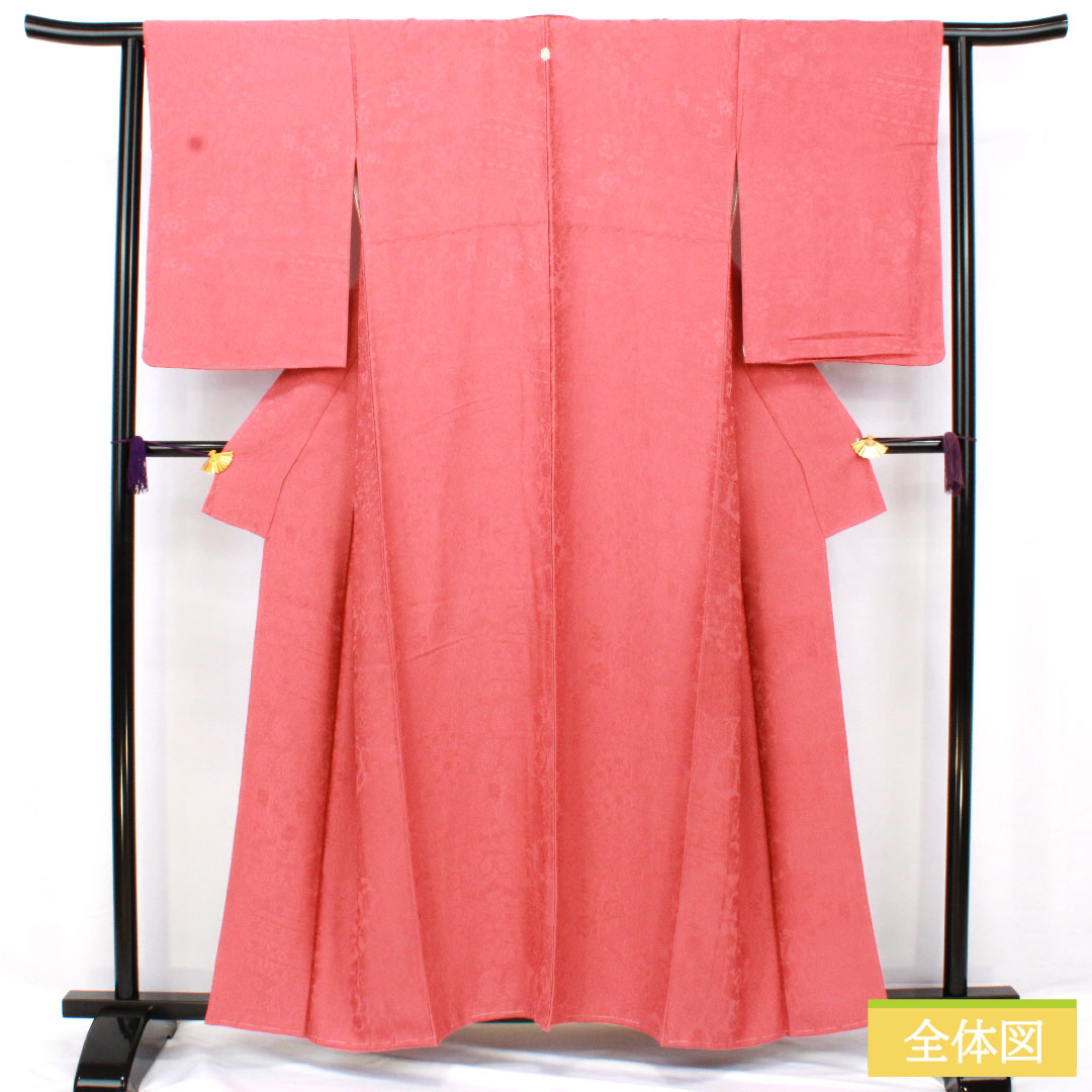 Plain color, pure silk, length 157.5cm, sleeve length 63cm, pinkish red silk, one crest, vine and oak pattern, lined, A rank, pink, 1114002003313