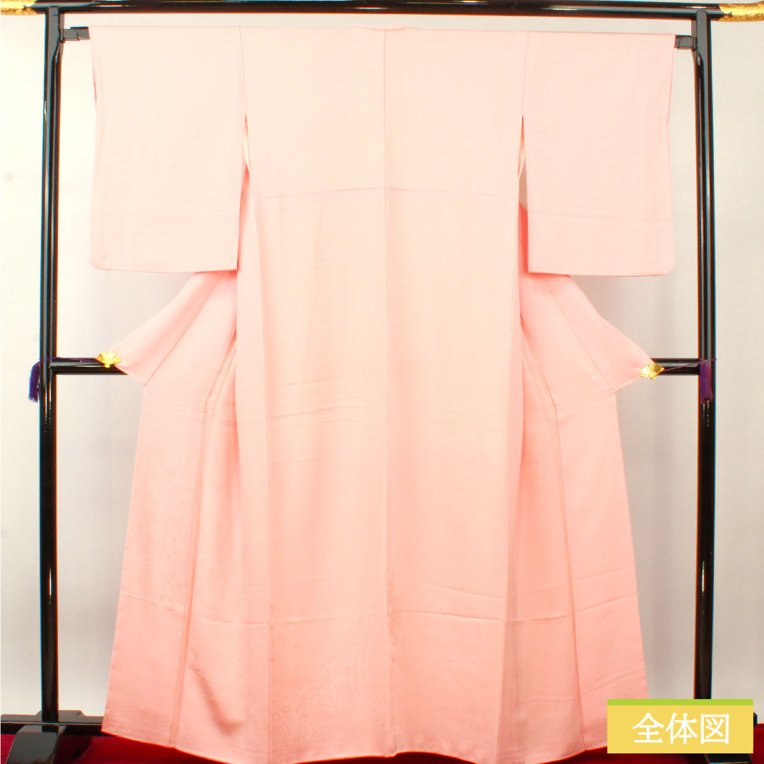 色無地 正絹 身丈163cm 裄丈66cm 東雲色（しののめいろ） 茶屋辻模様 袷 紋なし Aランク ピンク系 1114001383413