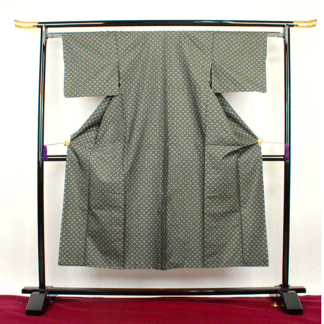 Murayama Oshima Length 148cm Sleeve length 62.5cm Geometric pattern Pure silk A rank Awase Black 1116001953110