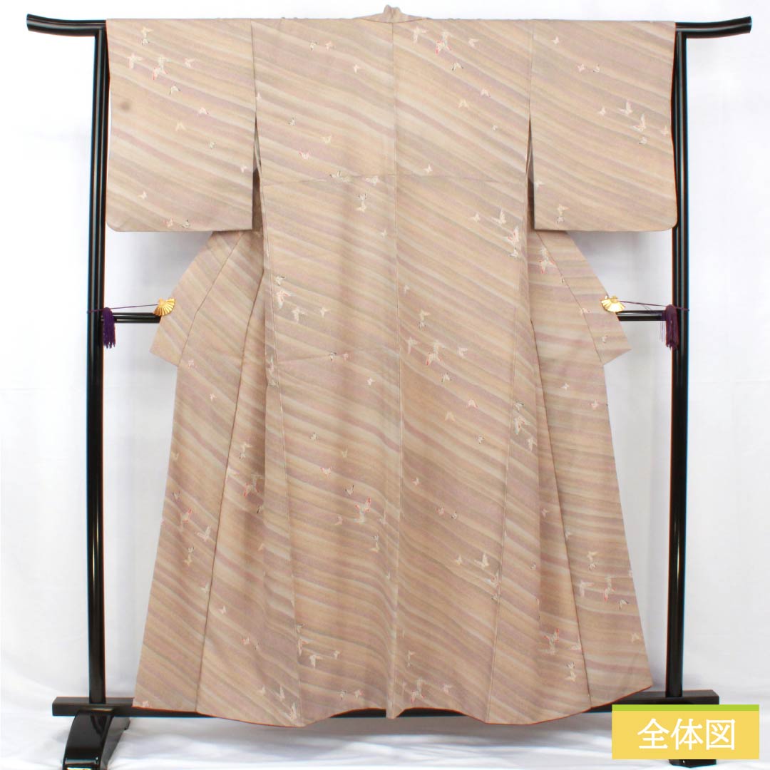 Small pattern kimono, polyester, length 157cm, Yuki length 64.5cm, lined, blurred dyeing, washable kimono, butterfly, A rank, gradation, 1115005033399