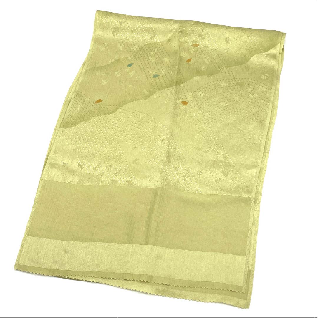 Obiage silk S rank semi-formal pale yellow (donkoshoku) cherry blossoms petals length approx. 177cm width approx. 29cm yellow 1136002652923