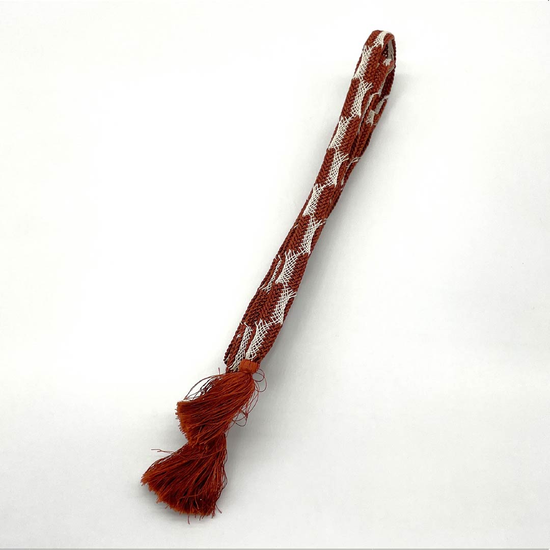 帯締め 正絹 Sランク  赤銅色（しゃくどういろ） 夏用 市松  長さ約166cm 幅約1.5cm セミフォーマル 茶系 1135005952314