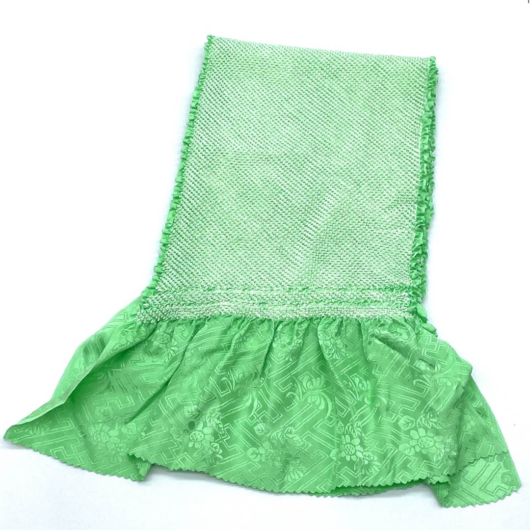 (New old stock) Silk obiage, formal, for furisode, Kanoko tie-dye, length approx. 116cm, width approx. 18cm, new rank, green, 1136000911919