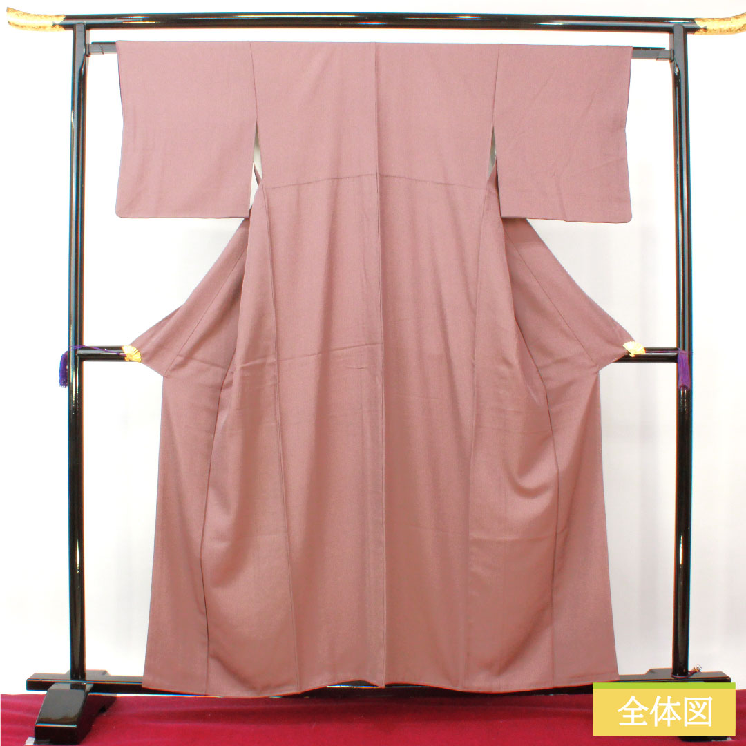 小紋 正絹 身丈158.5cm 裄丈63cm 袷 積紅色（せきこういろ） 江戸小紋 万筋 Sランク 紫系 1115004252320