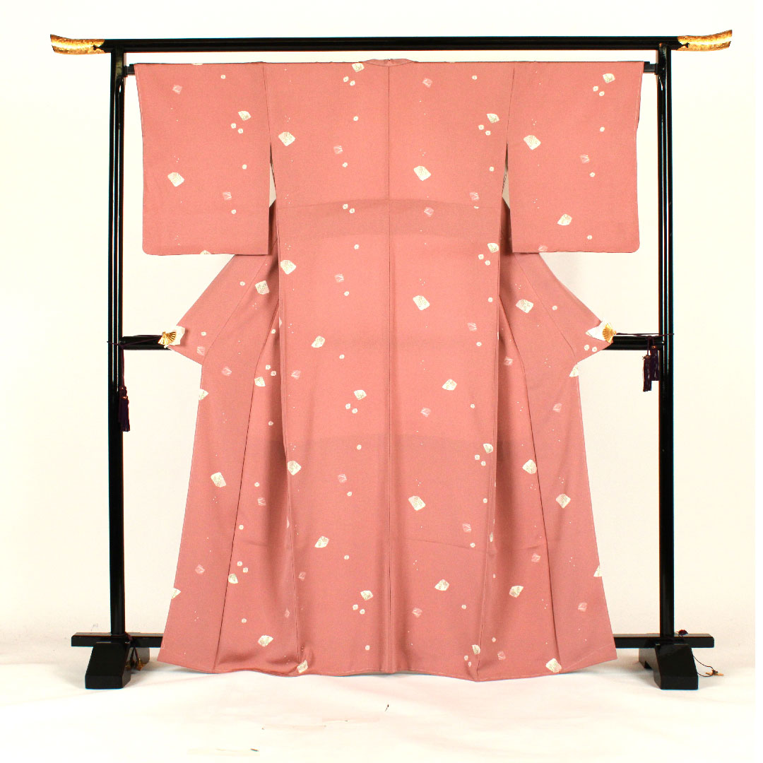 Small pattern, Length 167cm, Sleeve length 69cm, Awase, Washable kimono, Floral pattern, Polyester, S rank, Pink, 1115001612513
