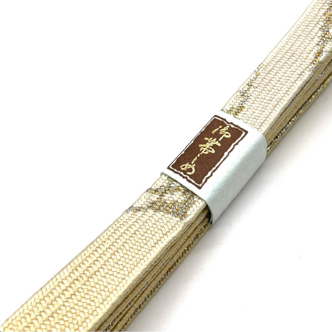 （新古品） 帯締め 正絹 四分紐 淡黄色色（たんこうしょくいろ） 金属糸使用 新古品  長さ約156cm 幅約1.5cm セミフォーマル Sランク 黄系 1135001022923