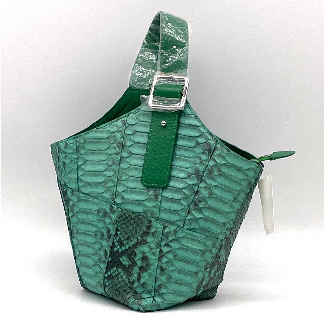 (Like New) Western-style Python Bag, Grade A, Like New, Python Patchwork, Green, 119700023319