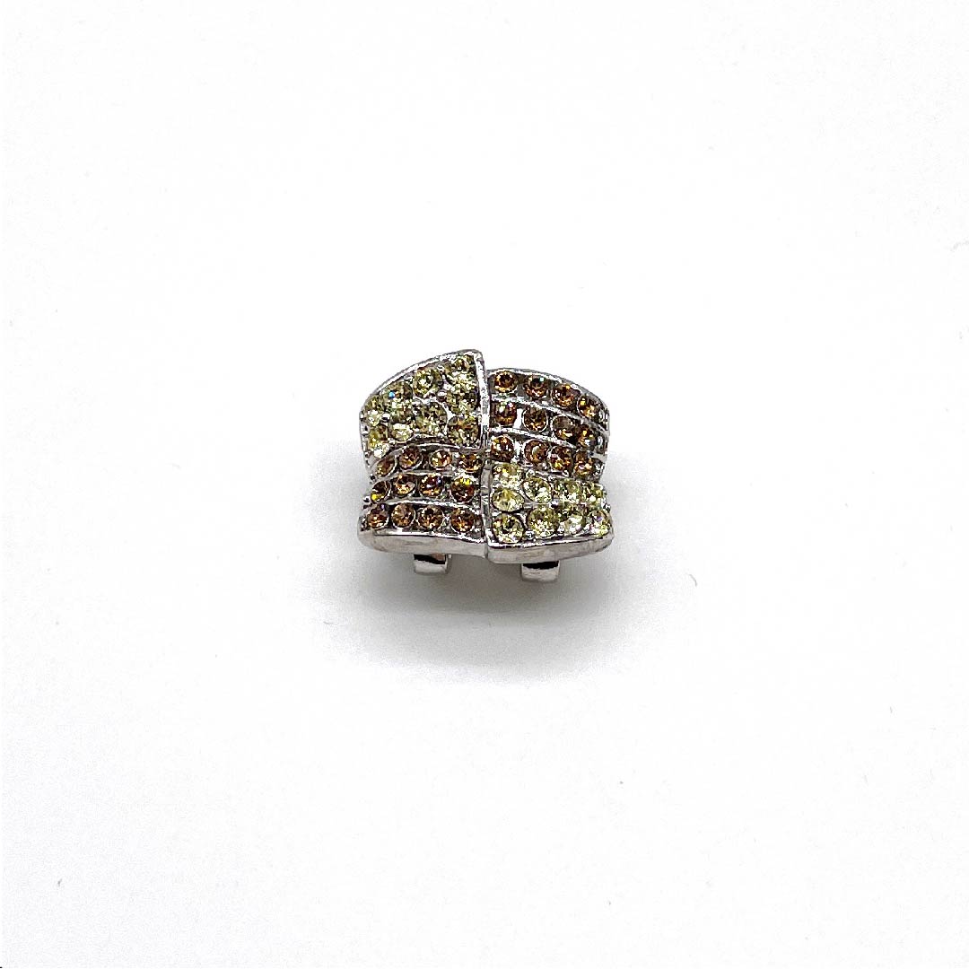(New old stock) Obi clasp, glass, casual, Swarovski, square, length approx. 2cm, width approx. 2.5cm, S rank, yellow, 1137001042923