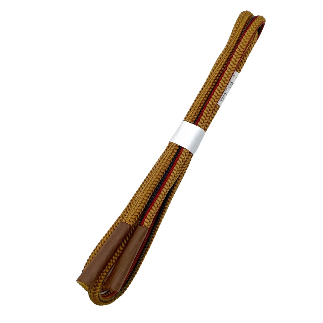 帯締め 正絹 NEWランク 黄茶色（きちゃいろ） 丸組 長さ約159cm 幅約1cm カジュアル 茶系 1135006371314