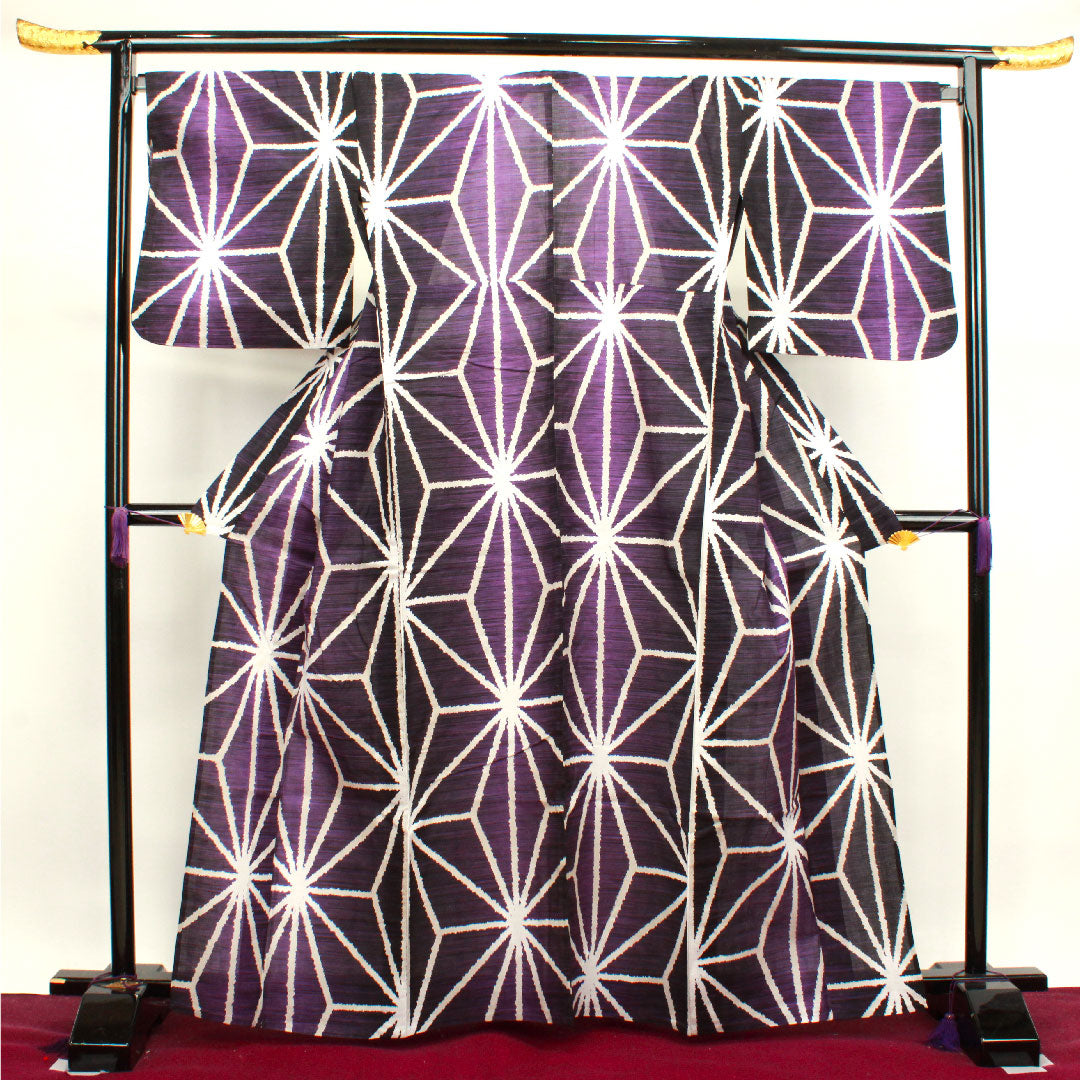Yukata Asanoha Cotton S Rank Single Layer Length 162.5cm Sleeve Length 69.5cm Purple 1118003942420