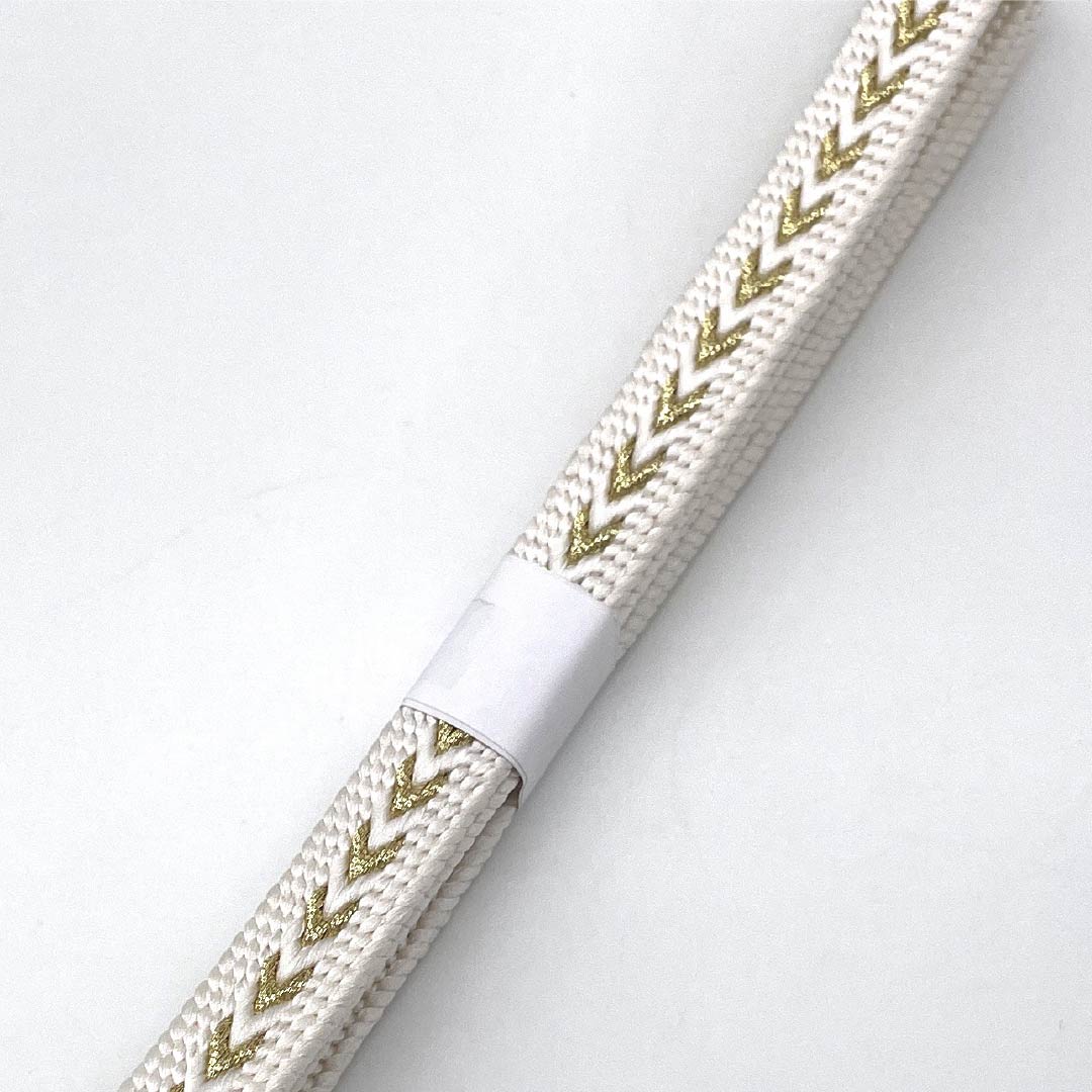 (Brand New) Pure Silk Obijime (Sash Band) - Shironeri (White Neroli) by Hirata Kumihimo - Formal Wear, Formal Kimono (Tomesode) - Classic Pattern - Length: Approx. 163.5cm, Width: Approx. 1.5cm - White - Product Number: 1135004991311