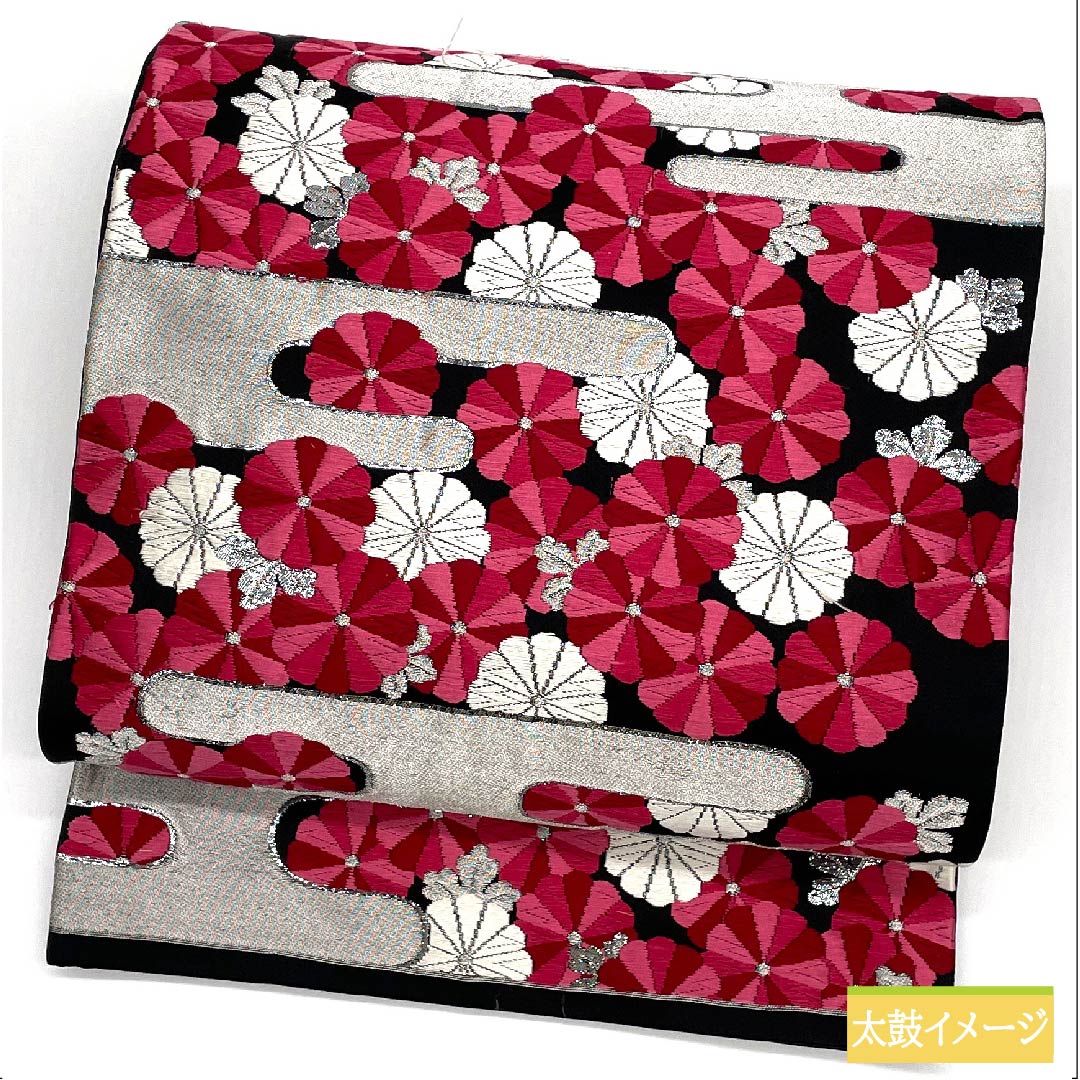 Fukuro Obi (Bag) - Pure Silk - Black - Marjuchymma - Length 400cm - S Rank - Six-way - Formal - Black - 1123011972310