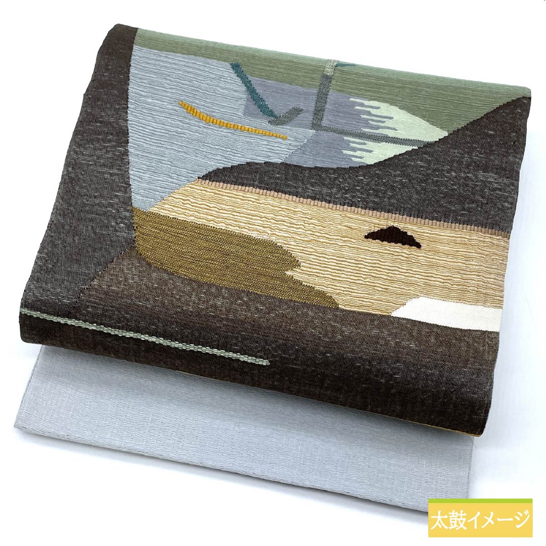 Fukuro Obi, pure silk, fish belly foil color, scoop weave, abstract pattern, obi length 442cm, A rank, point pattern, casual, light blue, 1123013223324