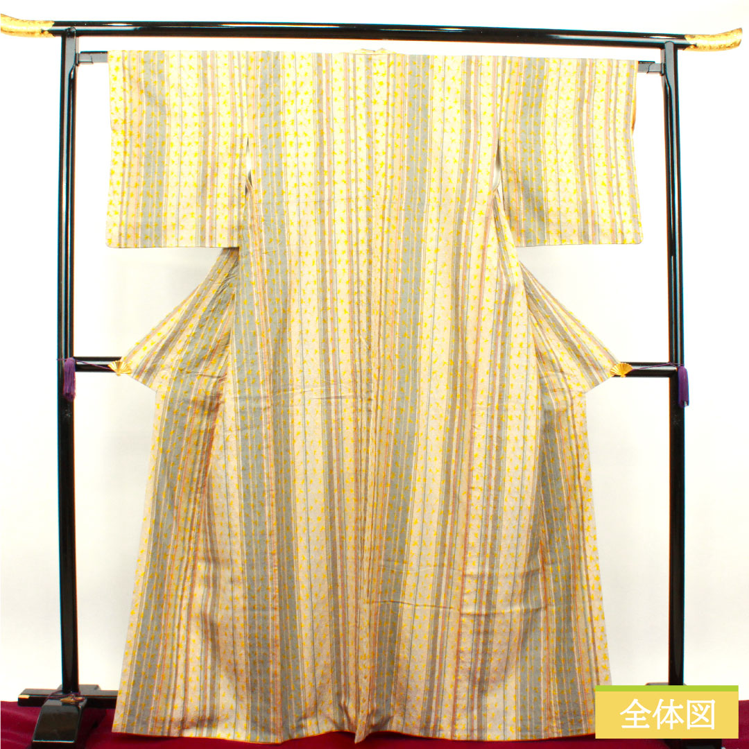 Komon, pure silk, length 165.5cm, sleeve length 64cm, lined, pongee fabric, tie-dye, stripes, S rank, gradation style, 1115003652599