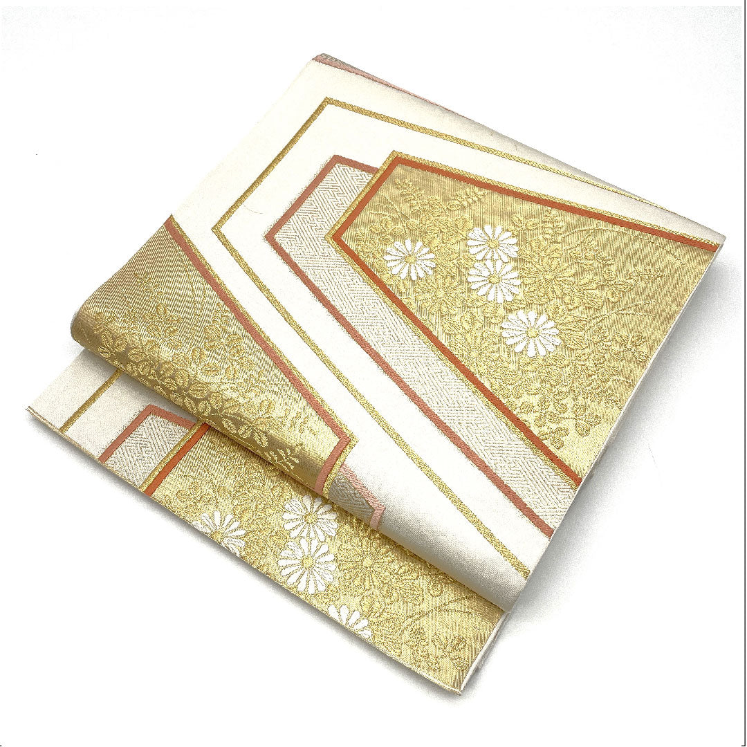 Fukuro Obi Watanabe, Full-length, Length 432cm, Pure Silk, A-Rank, Full-length, Formal, White, 1123003733311