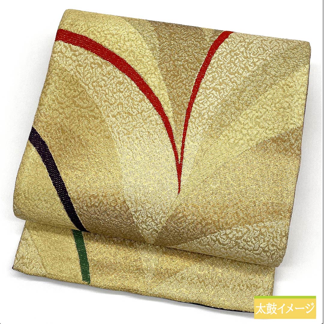 Fukuro Obi, Pure Silk, Gold, Abstract Pattern, Length 462cm, S Rank, Six-way, Formal, Gold-based, 1123011522421
