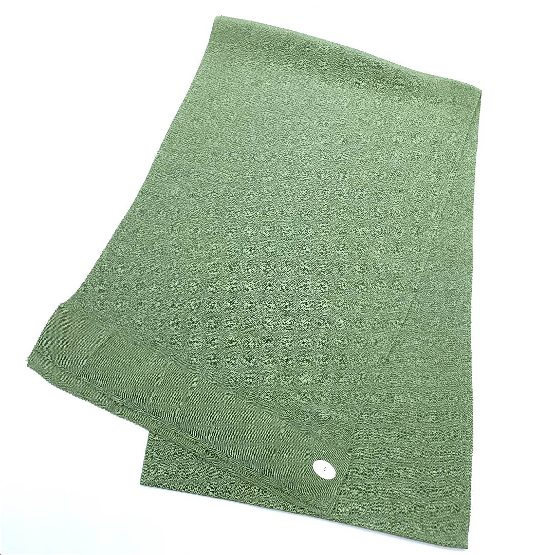 （新古品） 帯揚げ 正絹 フォーマル 裏葉色（うらはいろ） ちりめん 無地 振袖用 長さ約164cm 幅約27.5cm Sランク 緑系 1136000052919