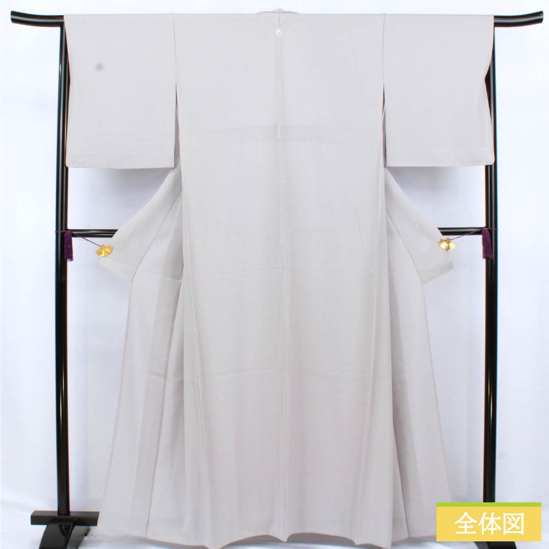 Solid-colored silk kimono, A-rank, length 159cm, sleeve length 62cm, light ink color (usuzumiiro), single crest, wisteria pattern, plain, gray, single layer, product number 1114002313322