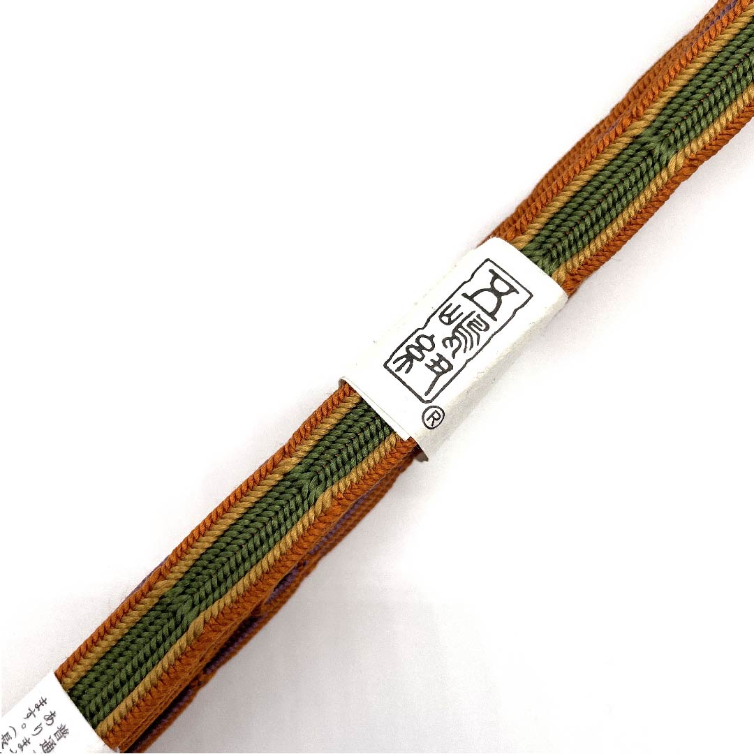 （新古品） 帯締め 正絹 四分紐 青丹色（あおにいろ） 五嶋紐 江戸組紐 長尺 長さ約175cm 幅約1.5cm カジュアル Sランク 緑系 1135000532919