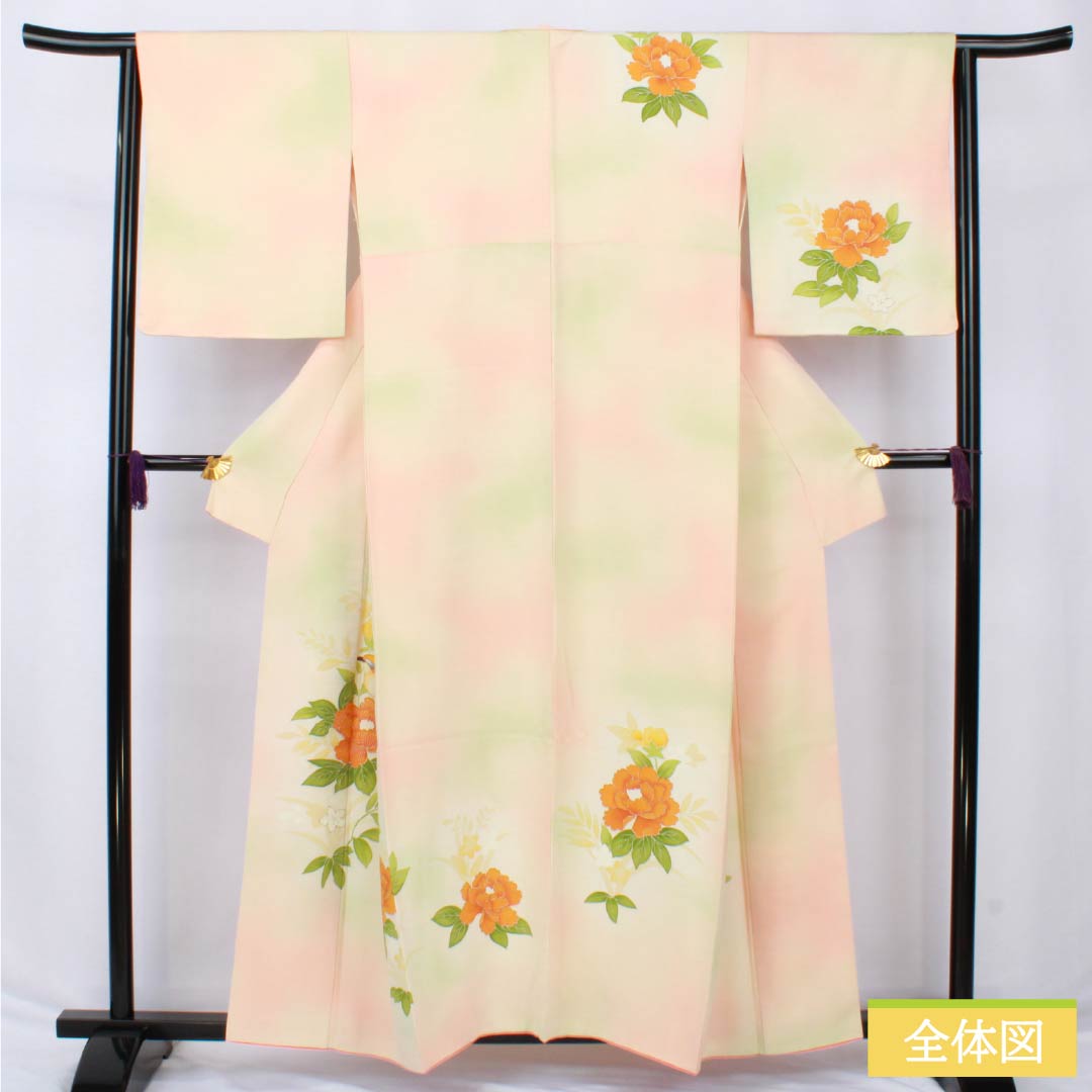 Visiting Kimono, Pure Silk, Rank B, Lined, Length 156.5cm, Sleeve Length 64cm, Kyoto Yuzen, Auspicious Pattern, Gradient, Product Number 1112006544399