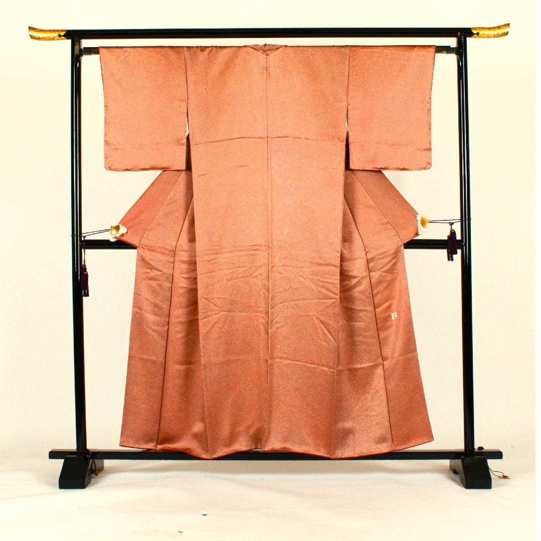 色無地 タタキ染 作家物 源氏車  身丈157cm 裄丈64.5cm 袷  正絹 Sランク 茶系 1114000382314
