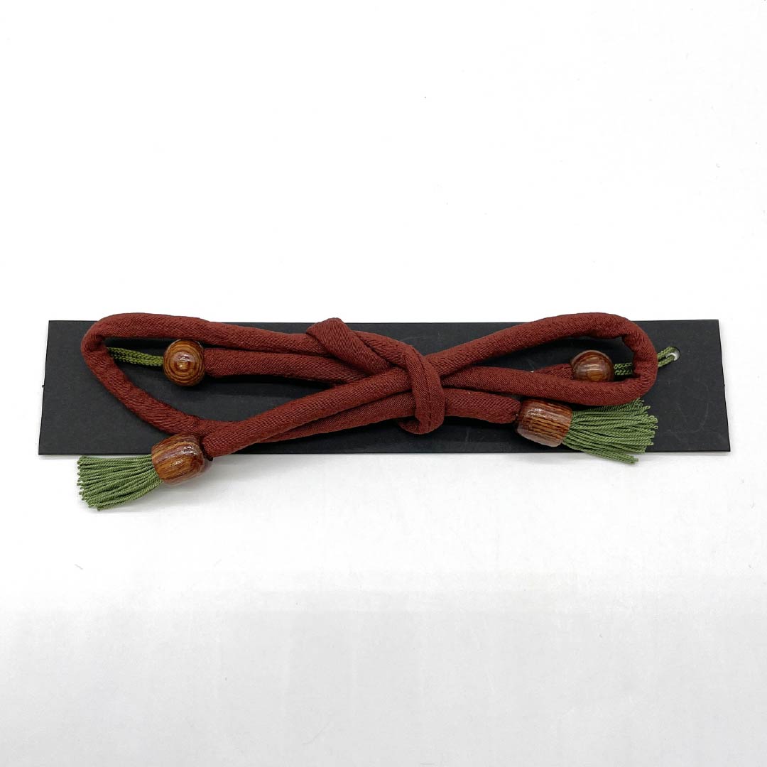 Haori cord, pure silk, new rank, casual, copper-colored, twisted tassels, Moronawa knot, bow knot, round hook, brown, 1121000081914