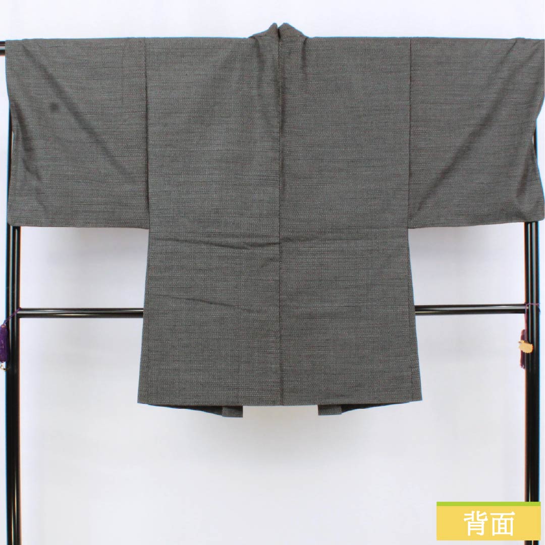 Men's silk S-rank kimono, length 90.5cm, sleeve length 70cm, dark gray (kuronezui), tsumugi fabric, tortoiseshell pattern, brown tones, product number 1119001272414