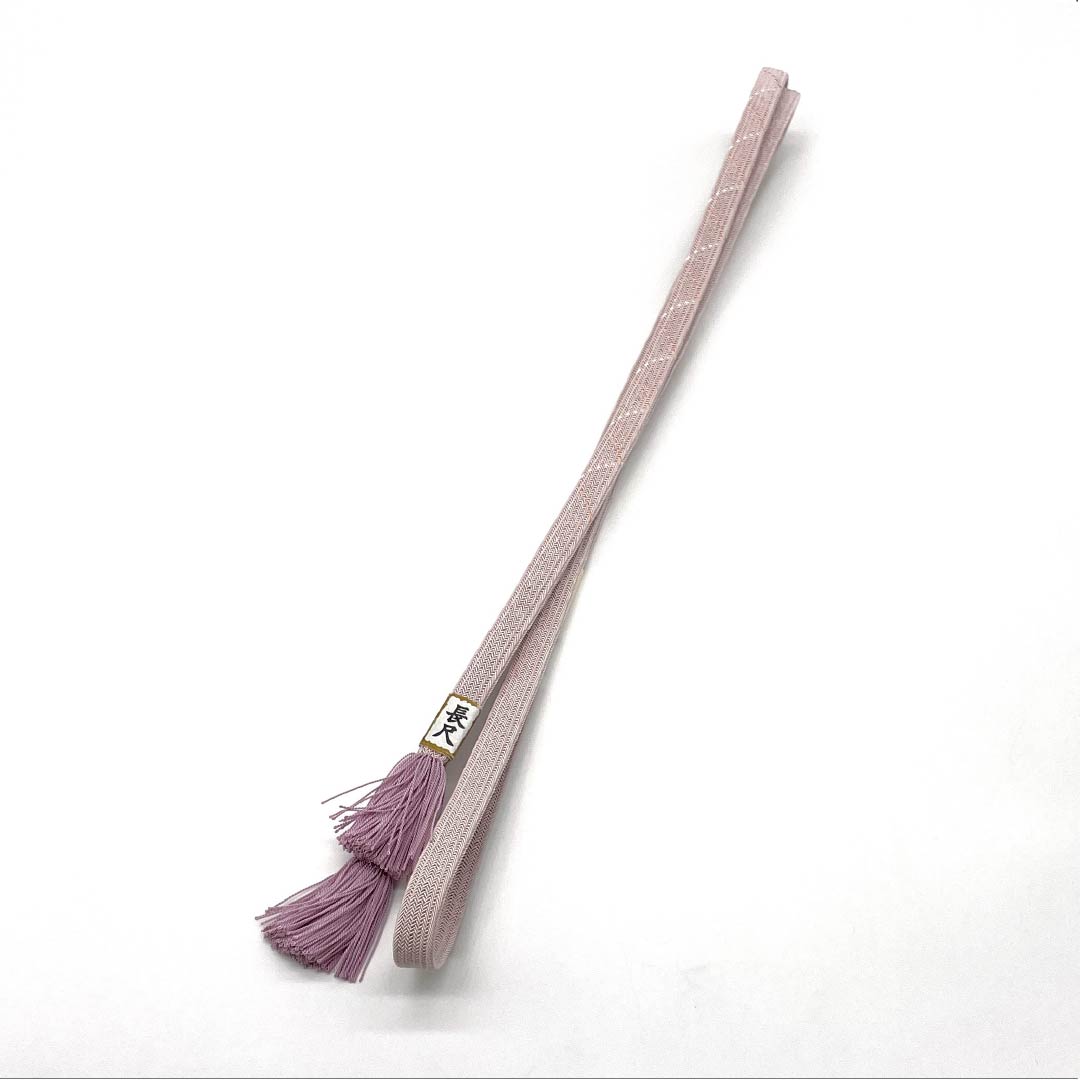 (Brand New) Pure Silk Obi-jime (Sash Band) in Naniwa Nezuiro (Naniwa Gray) by Suiran Kobo, for Single-Layer Kimono (Undercoat) Summer Wear, Approximately 182cm Long, 1.2cm Wide, Casual Pink, Product Number: 1135005431413