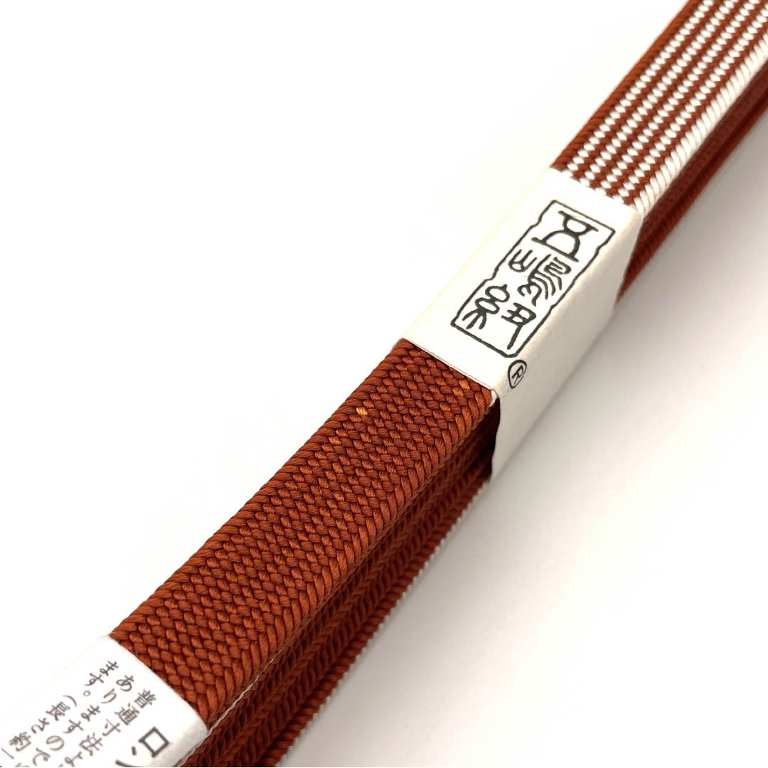 (New old stock) Obi-jime, pure silk, quarter-length cord, scarlet brown, Goshima cord, Edo braid, long, length approx. 175cm, width approx. 1.2cm, casual, S rank, orange, 1135001312926