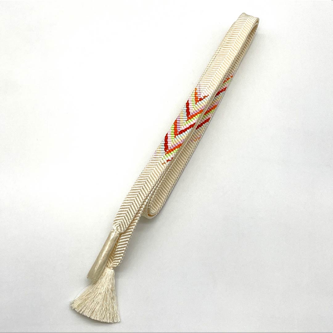Obijime Silk S-Rank Milky White Yabane Length approx. 153cm Width approx. 1.5cm Semi-formal Cream-colored 1135005932315