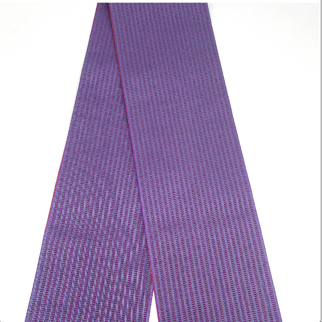 Half-width obi, polyester, bellflower color, striped, geometric pattern, stripes, reversible, obi length 354cm, purple, S rank, 1125001192320