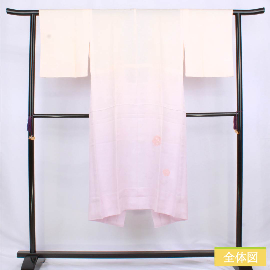 長襦袢 正絹 Sランク 身丈125.5cm 裄丈61.5cm 単衣 乙女色（おとめいろ） 白藤色（しらふじいろ） ちりめん地 梅 グラデーション系 1129000812399