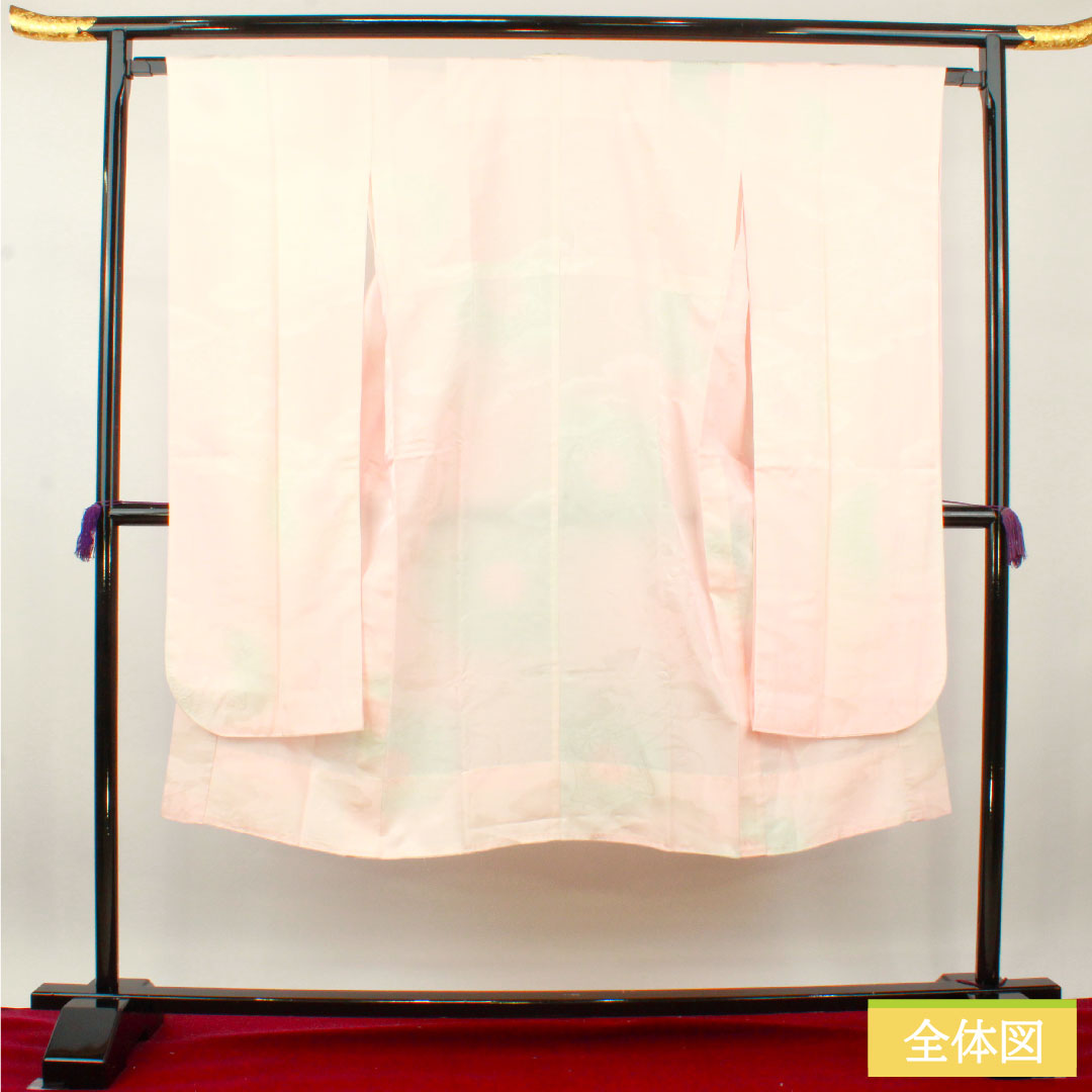 Nagajuban polyester, length 134.5cm, sleeve-to-sleeve 66cm, unlined, for furisode, gradated dye, Rank B, pink tones, 1129000644413