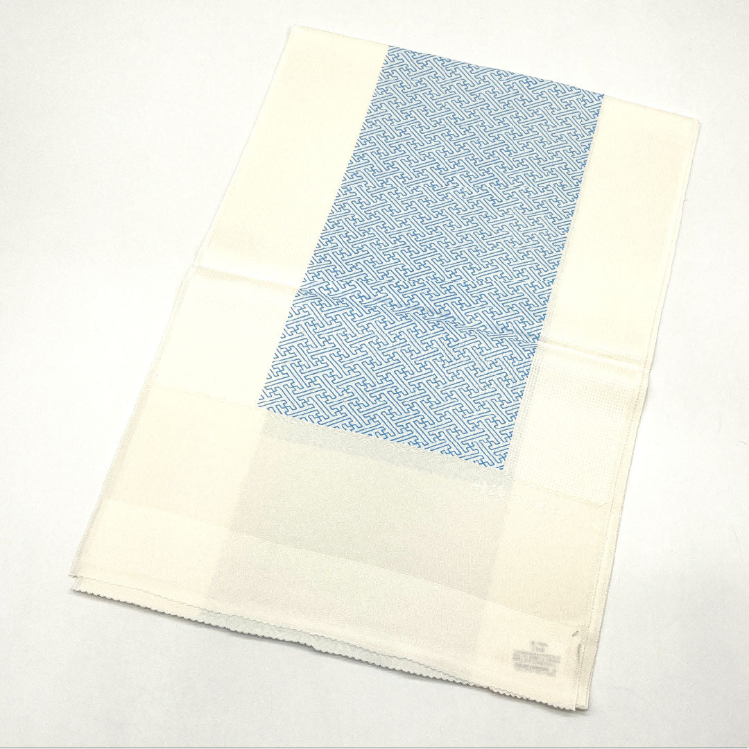 (Like new) S-Rank Silk Obiage (Sash) - Casual Style, Gofun-iro (White Powder-Colored) Saaya Pattern, Tango Chirimen (Crepe) - Classic Pattern, Approximately 184cm Long, Approximately 31cm Wide, White, Product Number: 1136001452911