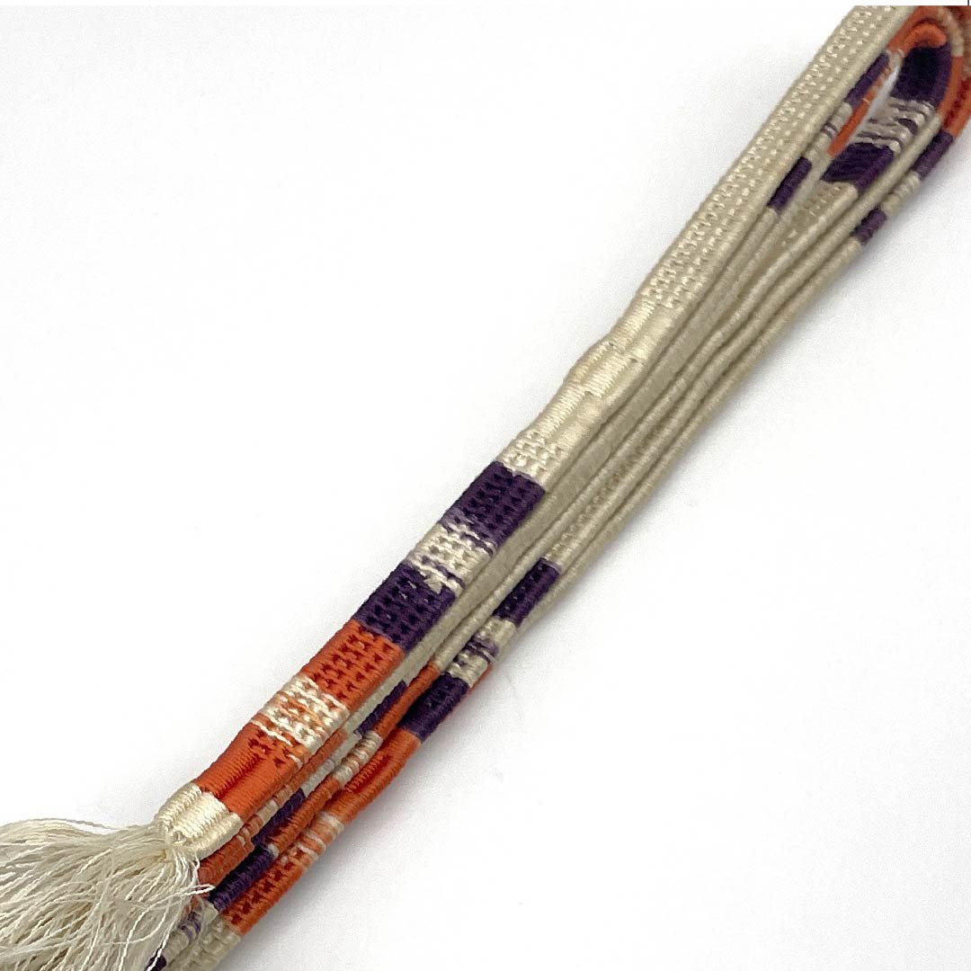 S-Rank Silk Obi-jime (Sash Band) in Torinoko (Torinoko) Color, 3-Color Combination, Approximately 151.5cm Long, Approximately 1cm Wide, Casual, Beige, Product Number: 1135004042325