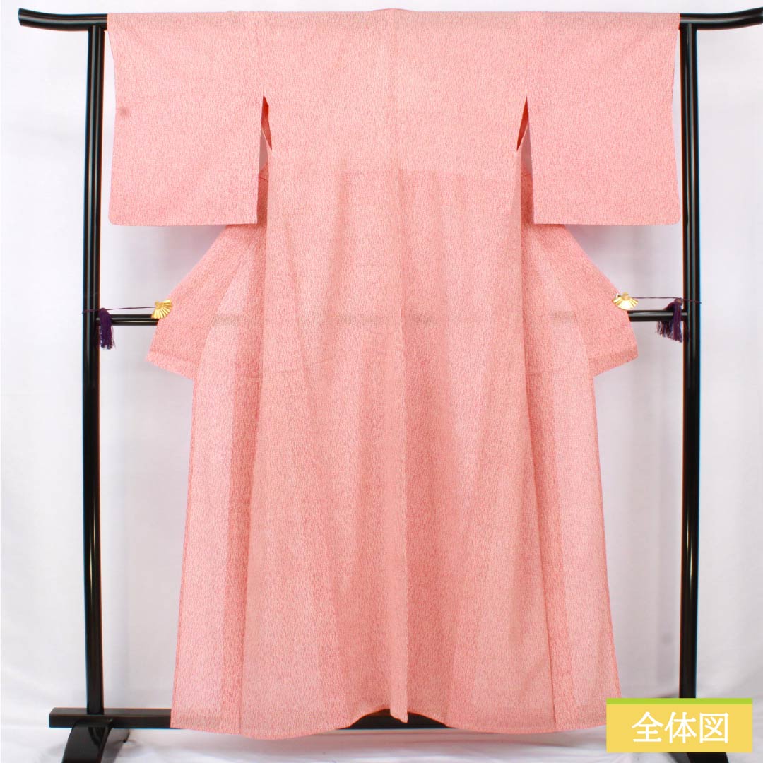 Summer Pure Silk Komon Kimono, Length 157.5cm, Sleeve Length 64cm, Light Pink Plum Blossom (Usukoubaiiro) with Abstract Pattern, A-Rank, Pink, Product Code: 1132002423313