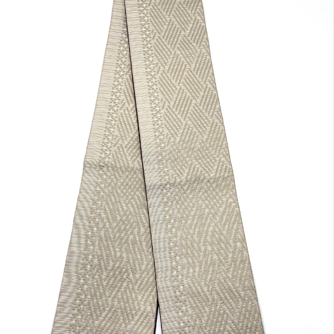 (New) Han-haba obi, polyester, NEW rank, Enshunezumi (dark gray-brown) and Mokuran (magnolia) colors, diamond and abstract floral patterns, reversible, obi length 400cm, brown tones, 1125002701414