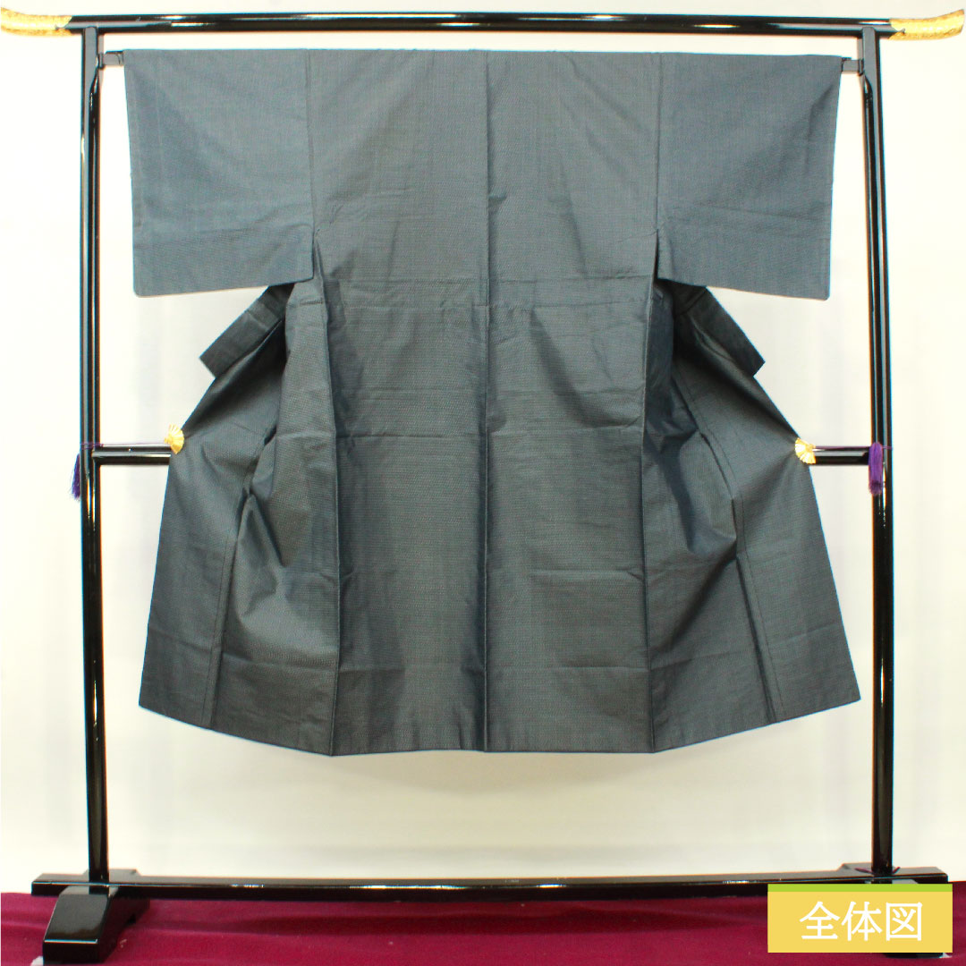 Men's pure silk, length 133cm, sleeve length 67.5cm, Oshima Tsumugi, geometric pattern, A rank, lined, navy blue, 1119000773318