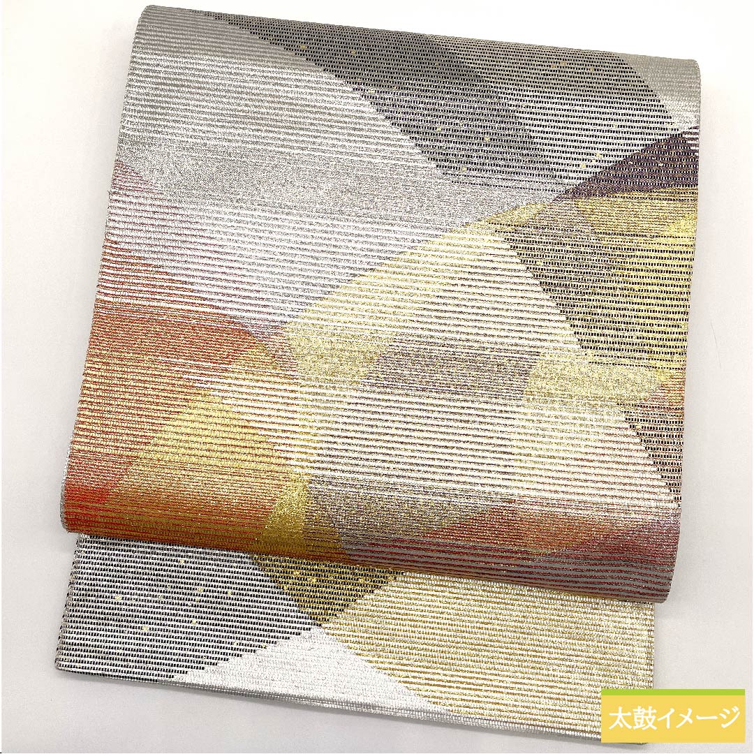 Fukuro Obi Gold Colorful Geometric Pattern Obi Length 452cm Pure Silk S Rank Six-way Semi-formal Gold 1123011092421