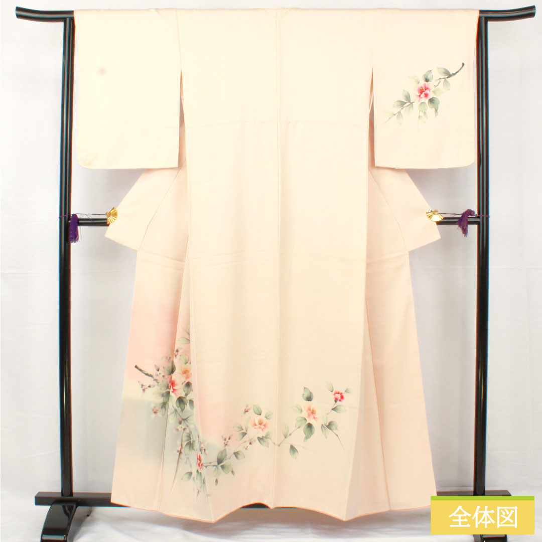 訪問着 正絹 袷 身丈157cm 裄丈64cm 京友禅 草花模様 しつけ糸付き 未使用品 Sランク ピンク系 1112005182313