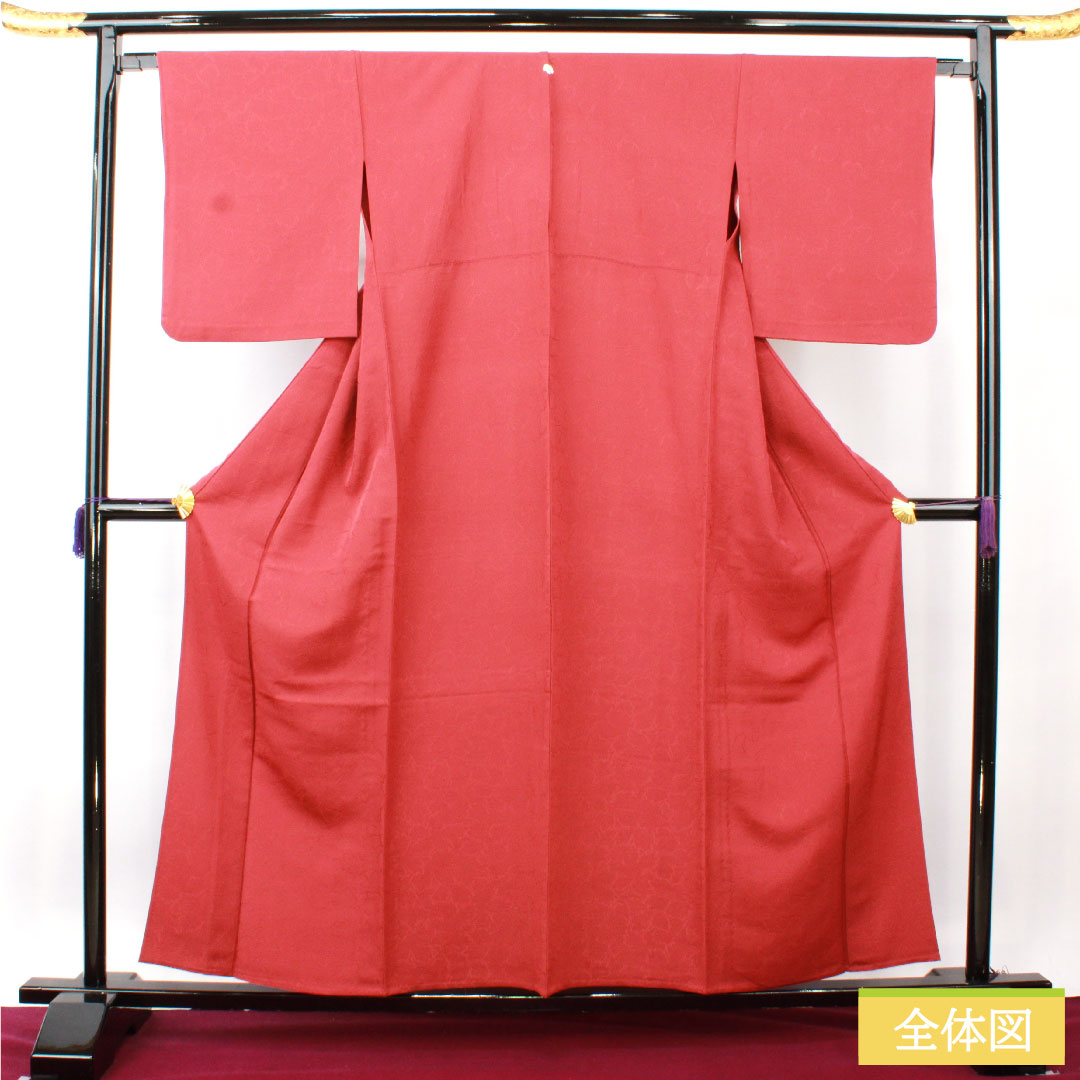 Plain color, pure silk, length 158cm, sleeve length 65.5cm, crimson, leaf pattern, ivy, single layer, A rank, red, 1114001503312