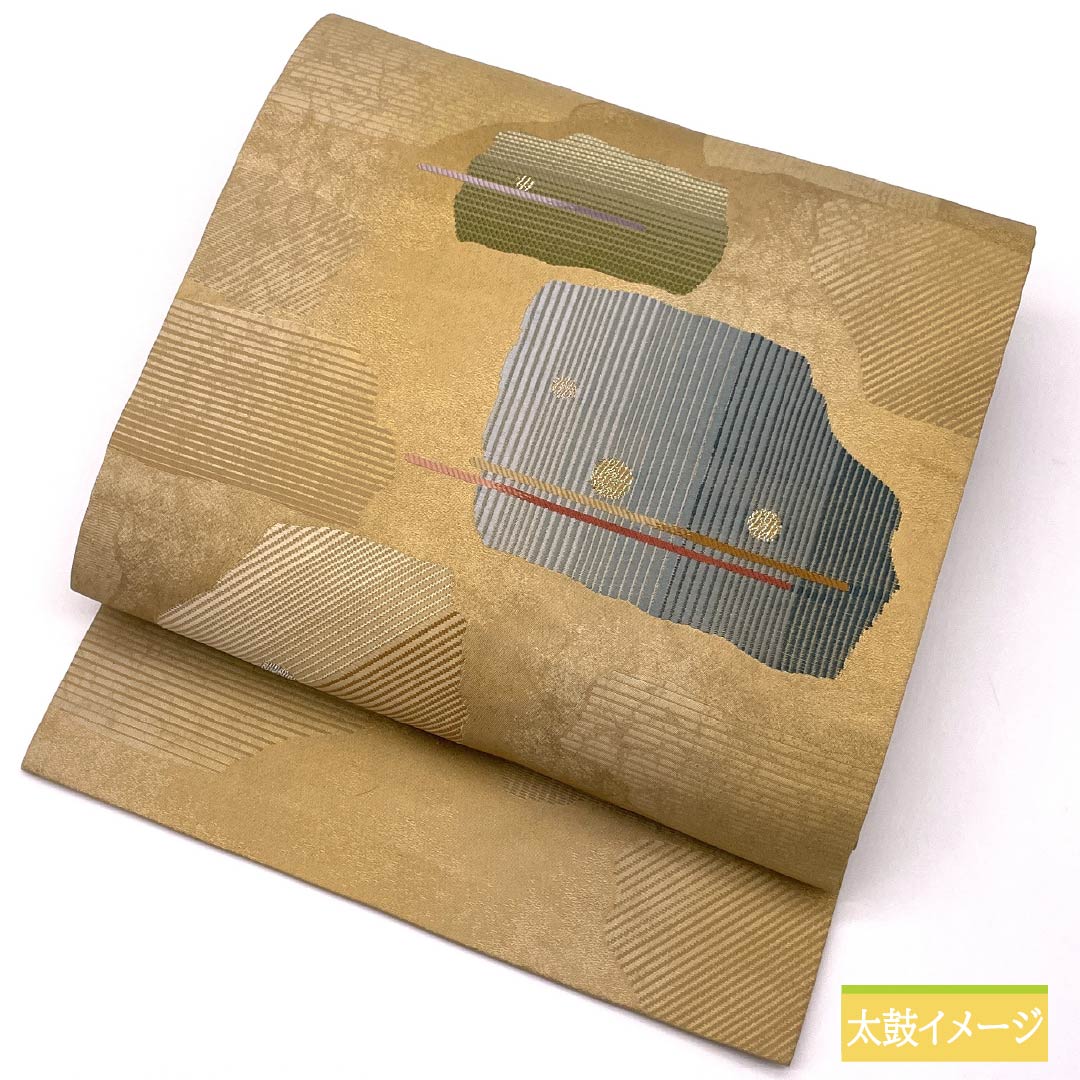 名古屋帯 東京白茶色（とうきょうしらちゃいろ） 作家物 抽象模様 帯丈361cm 正絹 Sランク ポイント柄 セミフォーマル ベージュ系 1124008402325 名古屋仕立て