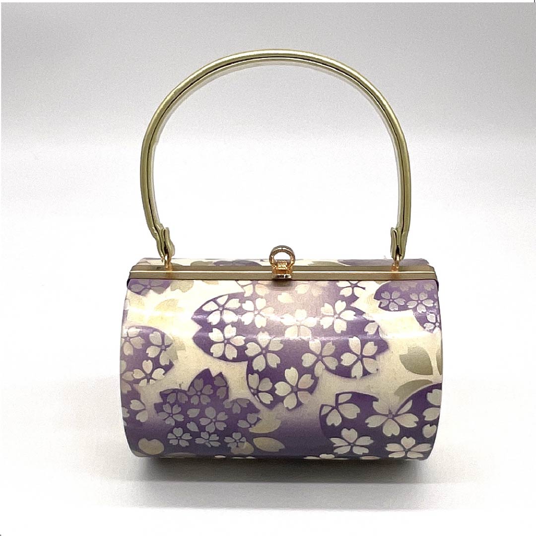 Formal Japanese style bag, grape purple (for long-sleeved kimono), cherry blossom, floral pattern, purple, S rank, 113900011220