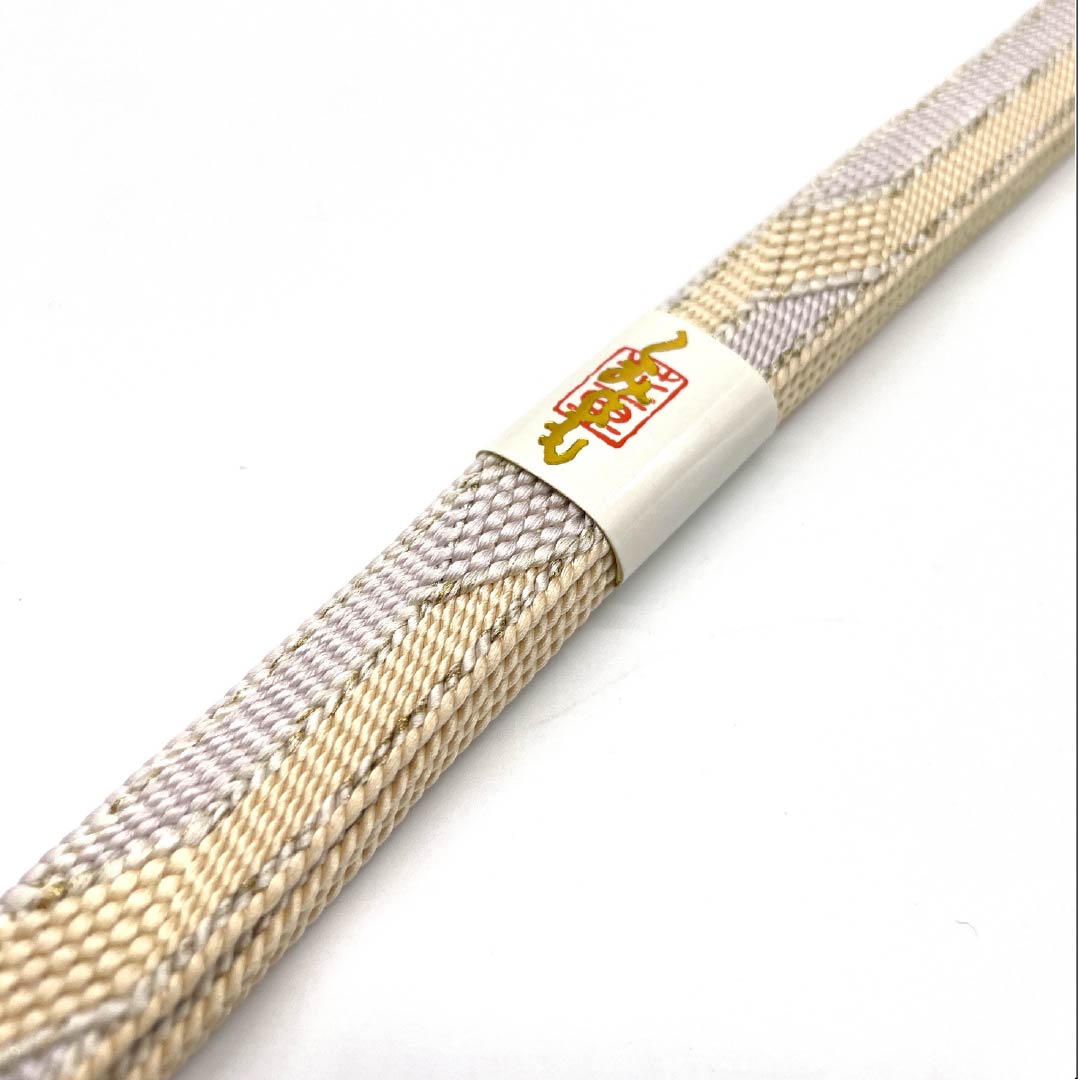 (New old stock) Obi-jime (belt fastener) made of pure silk, quarter-length cord, white wisteria color, light color, bicolor, diamond-shaped, length approx. 166cm, width approx. 1.5cm, semi-formal, new rank, purple, 1135003301320